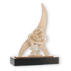 Pokal Zamakfigur Flame Basketball gold-weiß auf schwarzem Holzsockel 26,7cm