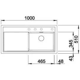 Blanco Zenar XL 6 S rechts Einbau von Oben schwarz Excenterbetätigung 1000 x 510 mm