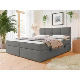 Mirjan24 Boxbett, Grau, Fichte, H3, Höhe ca. 19 cm, Rechteckig, 140x200 cm, Schlafzimmer, Betten, Boxspringbetten