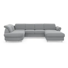 sit&more Wohnlandschaft SIT & MORE "Apulia U-Form", grau (hellgrau), B:304cm H:78cm T:192cm, Webstoff (100% Polyester);Struktur weich (90% Polyester, 10% Polyamid);Luxus-Microfaser Euphoria (100% Polyester), Sofas, Wohnlandschaft, wahlweise Bettfunktion,