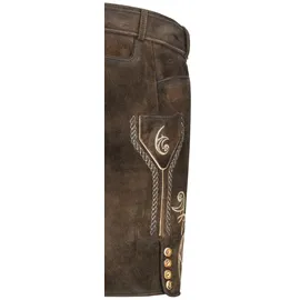 Nübler Trachtenlederhose NÜBLER "Lederhosen kurz Latz Hudson", Herren, Gr. 52, EURO, braun, Obermaterial: 100% Lammleder LEL., Hosen