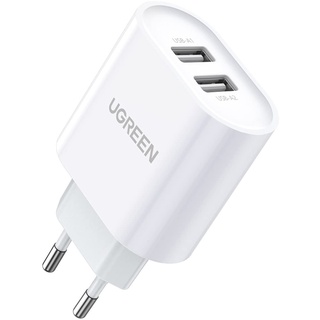 ugreen de UGREEN USB Ladegerät 17W USB Netzteil 2-Port 3.4A Ladestecker mit intelligenter Technologie kompatibel mit iPhone 16/16 Pro Max15//14/13/12/11/X/8/7, iPad, Galaxy S10 S9 A51, Kamera,Tablets usw