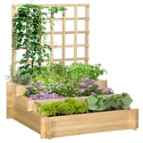Outsunny 3-stufiges Hochbeet mit Rankgitter, Pflanzkasten, aus Holz, 95x110x95 cm