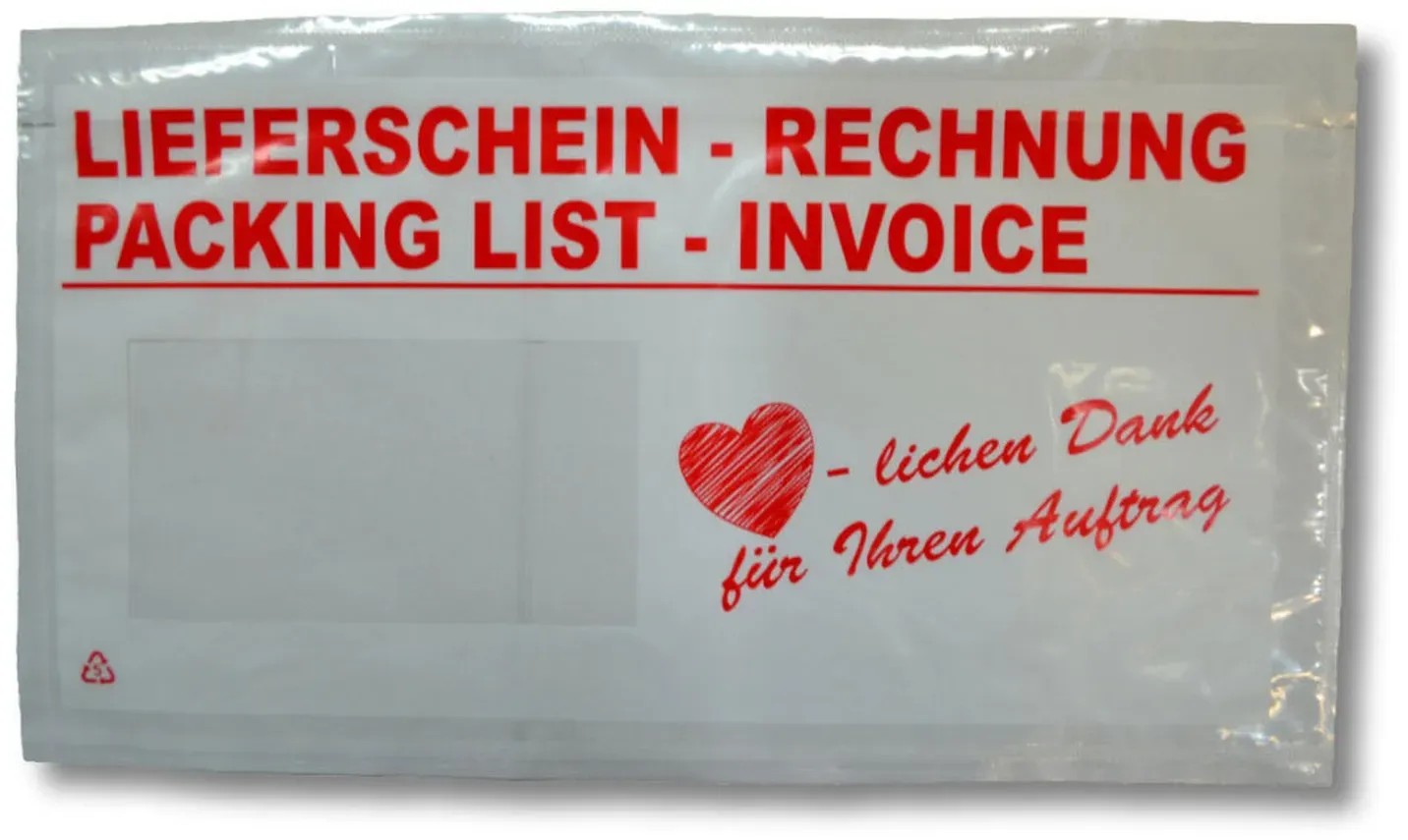 Dokumententaschen Begleitscheintaschen *Lieferschein/Rechnung* 