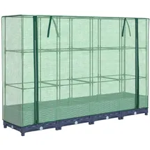 vidaXL Hochbeet mit Gewächshaus-Aufsatz Rattan-Optik Grau 160 x 123 x 40 cm