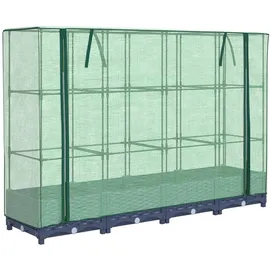 vidaXL Hochbeet mit Gewächshaus-Aufsatz Rattan-Optik Grau 160 x 123 x 40 cm