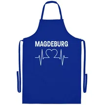 multifanshop Grillschürze - Magdeburg - Herzschlag - Druck weiß - Schürze