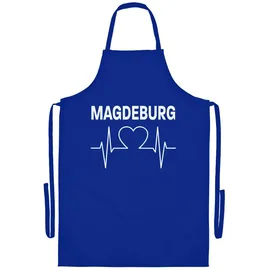 multifanshop Grillschürze - Magdeburg - Herzschlag - Druck weiß - Schürze