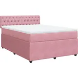 vidaXL Boxspringbett mit Matratze Rosa 140x200 cm Samt