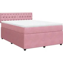 vidaXL Boxspringbett mit Matratze Rosa 140x200 cm Samt