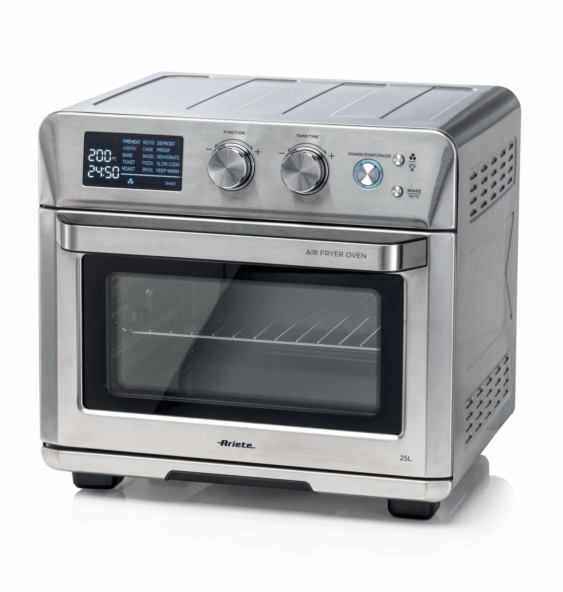 ARIETE Heissluftfritteuse "4629/1" Fritteusen Mini-Backofen, Grill und Rotisserie in Einem, 25 L silberfarben (silber)