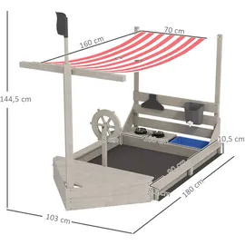 Outsunny Sandkasten Sandkiste Groß mit Abdeckung für Kinder 3-7 Jahre