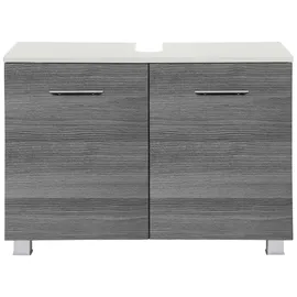 WELLTIME Waschbeckenunterschrank WELLTIME "Trento, verschiedene Ausführungen und Farben", silber (eiche rauchsilber), B:80cm H:54cm T:35cm, Holzwerkstoff, MDF, Schränke, Waschbeckenunterschrank, Badmöbel Unterschrank Breite 80 cm, mit viel Stauraum, Badschrank WBU