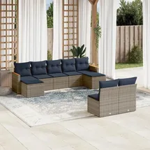 vidaXL Gartensofa-Set 9-tlg. grau