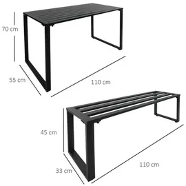 Outsunny Gartengarnitur 3-tlg. Schwarz