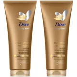 Dove Summer Revived Medium to Dark Selbstbräunende Körperlotion mit Aloe Vera & Glycerin für einen wunderschönen braunen Teint und seidige Haut 2 x 200 ml
