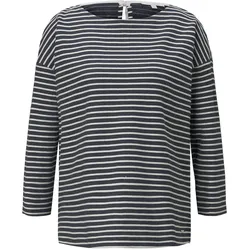 Tom Tailor Denim Damen Shirt Structure Striped 7/8 Arm Blau Weiß Stripe L