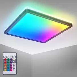 B.K.Licht LED Deckenlampe RGB dimmbar, Fernbedienung, RGB+W Schwarz