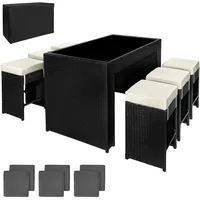 Tectake Rattan Barset Ibiza mit Aluminiumgestell, - Schwarz