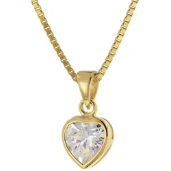 trendor 41556 Damen-Anhänger Gold 333 Zirkonia Herz mit vergoldeter Kette, 42 cm