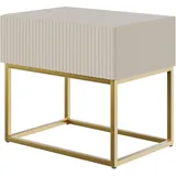 Selsey Nachttisch Beistellschrank Beistelltisch Nachtschrank Mit Schublade Graubeige Goldene Beine Veldio