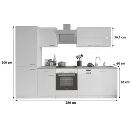 Respekta Küchenzeile Malia 280 cm Weiß