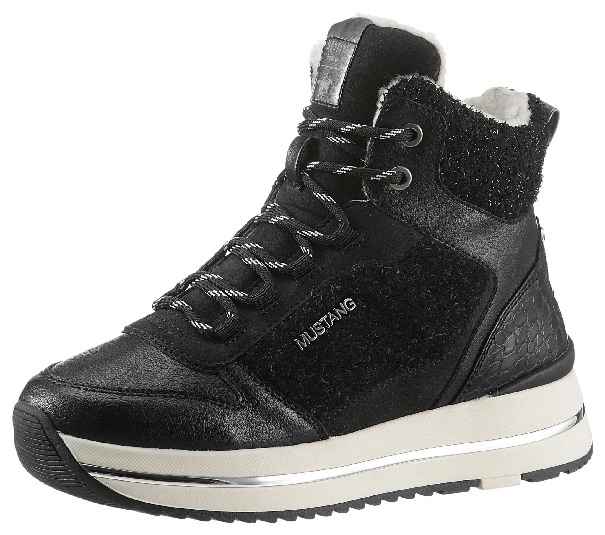 Mustang Shoes Winterboots, mit Besatz in Kroko-Optik Mustang Shoes schwarz 41