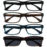 OPULIZE Die Lesebrille Unternehmen Schwarz Braun Blau Leser Mit Braun Sonne Leser Wert 4er-Pack Herren Damen RRRS92-1232 +1,00