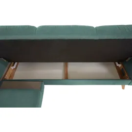 exxpo - sofa fashion Ecksofa EXXPO - SOFA FASHION "Nappa, kompakt und komfortabel, bequem, zeitloses Design, L-Form", blau (aqua), B:222cm H:87cm T:156cm, Samtvelours (100% Polyester);Webvelours (100% Polyester), Sofas, Ecksofa, tolle Detailverarbeitung, inkl.