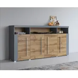 INOSIGN Sideboard »Roger,Breite 182cm, stilvolle Schrank mit 4 Türen«, Kommode mit viel Stauraum, Einlegeböden verstellbar, grau