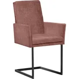 K+W Komfort & Wohnen Armlehnstuhl, stabiles Hochkantrohr, Untergestell in Edelstahloptik oder schwarz rosa