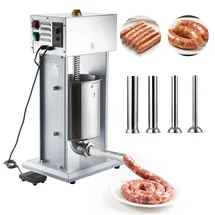 Vevor Elektrischer Wurstfüller 10 L, Vertikale Wurstfüllmaschine mit Stufenloser Geschwindigkeitsregelung & Pedal & 4 Füllrohren, Fleischfüller aus Edelstahl für Gewerblichen & Privaten Gebrauch