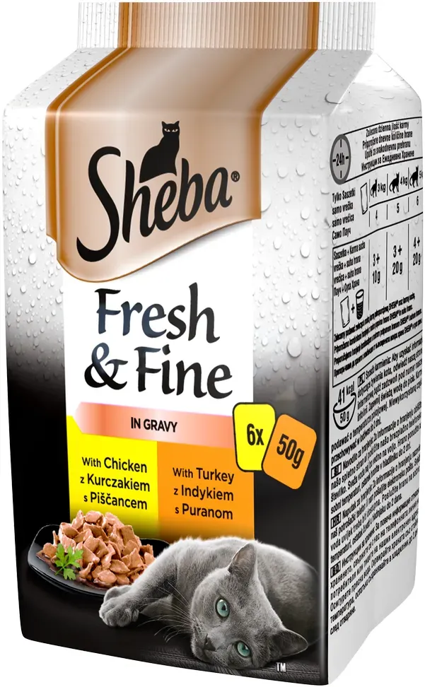 SHEBA Beutel 6x50g Fresh&Fine - feuchtes Katzenfutter in Sauce (mit Huhn, Geflügel, Pute) (Rabatt für Stammkunden 3%)