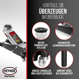 Heyner Rangierwagenheber Aluminium/Stahl 100–460 mm schwarz