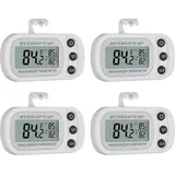 Crediri 4er-pack Ipx3 Wasserdichtes Digitales Thermometer Mit Lcd-display, Max/min-aufzeichnungsfunktion, Kabelloses Kühlschrankthermometer Für Kühlschrank, Zuhause, Küche