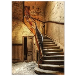 Teppich Rustikale Holztreppe, Wallario, rechteckig, rutschfest gelb 50 cm x 70 cm