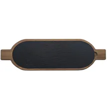 hausleben Servierbrett Holz mit Schieferplatte 50x15cm – Käseplatte, Tapas Brett, Schneidebrett, Antipasti Platte – Akazienholz & Schiefer – Schneidebrett rustikal, Frühstücksbrett, Servierplatte