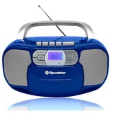 Roadstar RCR-4635UMP/BL Tragbare CD-Radio Kassette, Digitalradio PLL FM, Boombox CD-MP3-Player, USB, AUX-IN, Kopfhörerausgang, Blau