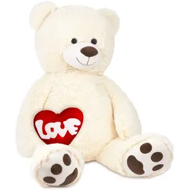 Brubaker XXL Teddybär 100 cm mit Love Herz Stofftier Plüschtier Kuscheltier