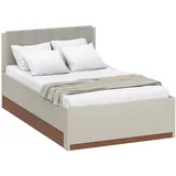 Forte Bettgestell "Milles", beige (sand, terrakotta, sand), B:125,2cm H:90,7cm L:205,2cm, Betten, Bettgestell, aufklappbarer Lattenrost und gepolstertes Kopfteil