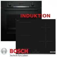 Bosch Induktion Herdset Autark Backofen Schwarz 3D  Kochfeld Induktion CombiZone