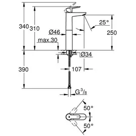 Grohe BauEdge XL-Size Einhandmischer DN 15 23761000