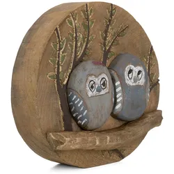 Moritz Eulen Deko Eulenfigur 29x28x10 cm Eulen Figuren Skulptur Eulenpärchen aus Holz tolles Geschenk