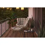 Ambia Garden Garten-Relaxsessel, Gelb, Beige, Metall, Kunststoff, Textil, 110x42x97.5 cm, Gartenmöbel, Liegestühle