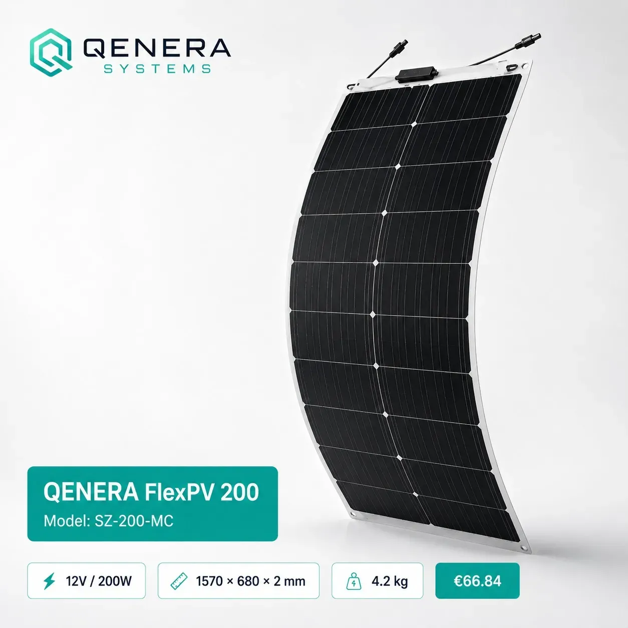 QENERA FlexPV 200 Solarmodul SZ-200-MC - 200W 12V CPC 1570x690x2 mm - 0% MwSt. (gem. § 12 Abs. 3 UStG)