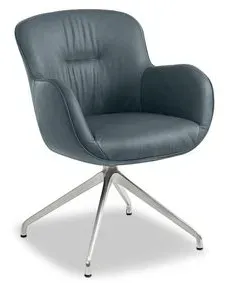 Segmüller Werkstätten Stuhlsessel Tilda02 Leder Blau Azur