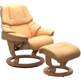 Stressless Relaxsessel STRESSLESS "Reno" Sessel Gr. Material Bezug, Material Gestell, Ausführung / Funktion, Maße B/H/T, gelb (yellow) Lesesessel und Relaxsessel mit Classic Base, Größe S, M & L, Gestell Eiche