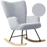 Beliani Schaukelsessel ARSET in Blau/Schwarz/Heller Holzfarbton | Gr.: onesize