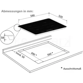 PKM Einbaubackofen mit Induktionskochfeld autark, 60cm, Pyrolyse, 2 Doppelflexzonen