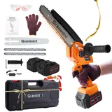 Grenintol Mini Kettensäge Mit Akku 6000mah 8 Zoll, 1000w Motor,Kettensäge Elektro Mit Automatischer Öler Und 2 Akku 3000mah,2 Ketten, Handkettensäge Akku Für Gartenscheren Astschere Holzschneidenz.